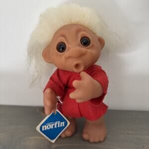 1977 HEATHER THUMB SUCKER W/HANG TAG - 8" Dam Norfin Troll Doll - Rare -DENMARK